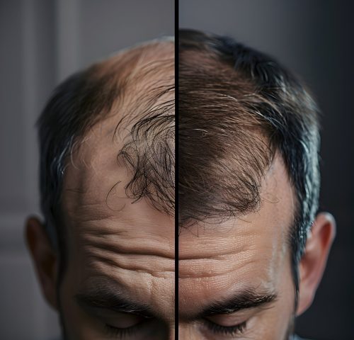 Treatment for Hair Loss Man with hair loss problem before and after treatment