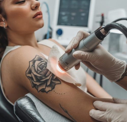 young-woman-undergoing-laser-tattoo-removal-procedure-salon-closeup